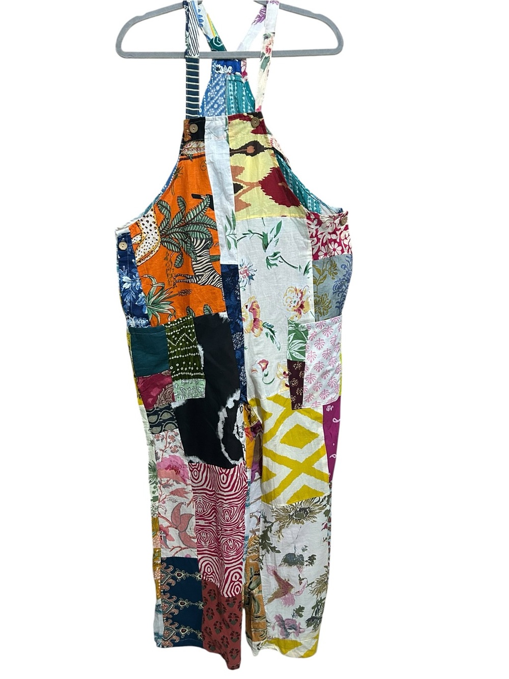 Kathmandu Imports Patchwork Overalls Boho Hippie Kantha Jumpsuit Dungarees OS - Picture 2 of 7